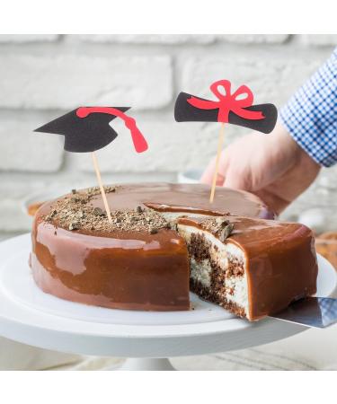 PRETYZOOM 12pcs 2024 Graduation Season Cake Insert Top Hat Paper Decorations Dessert Red - Buy Online on GoSupps.com