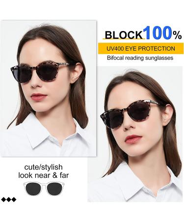 MARE AZZURO Round Bifocal Reading Sunglasses Women 2.5x Leopard - Large Outdoor Readers 1.00-3.50 (S3-leopard) - Buy Online on GoSupps.com