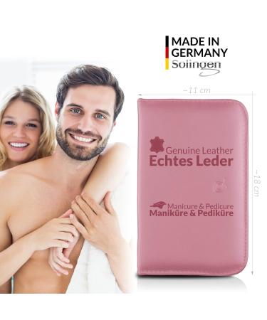 Marqus Solingen Manicure Set - 12-Piece Real Leather Etui for Hand & Foot Care | Complete Pedicure & Manicure Set - Rosa Color - Buy Online on GoSupps.com