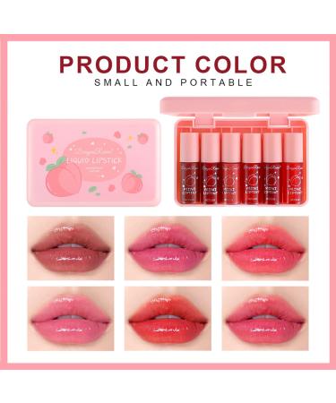 6 Colors Peach Lip Tint Set - Korean Waterproof Lip Stain & Gloss for Lips & Cheeks | Long Lasting High Pigment Makeup - Buy Online on GoSupps.com
