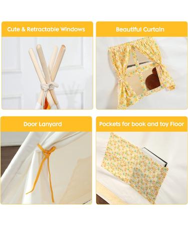 Large Pet Teepee Tent with Mat for Dogs & Cats | Portable Indoor/Outdoor Dog House - White Stripe Design - Buy Online on GoSupps.com