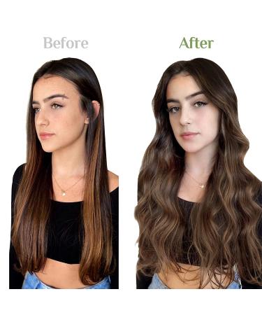 DOORES Clip in Human Hair Extensions 18 Inch Balayage Dark Brown to Chestnut Brown - 5pcs 70g | Natural Straight Hair Extensions - Buy Online on GoSupps.com