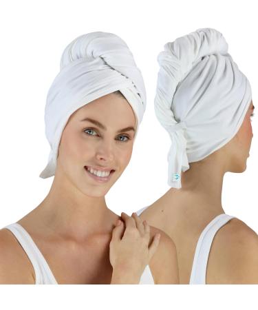 Ultimate T-Shirt Hair Towel (29 x 45 in) Absorbent Promotes Healthy Without Causing Damage or Frizz Premium Combed Cotton Wrap Plop Scrunch Straight Wavy Curly Hair Made in USA by RePear 29 (EU) White