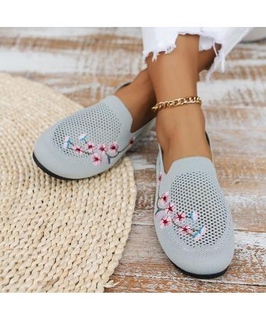 Buy XTZYGLFD Women's Summer Sandals - Embroidered Breathable Comfortable Flat Leisure Shoes in Black & Gray Elegant Wedge Heel Perfect for UK Size 5 - Buy Online on GoSupps.com