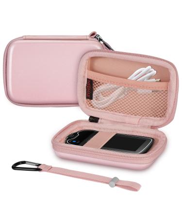 Medmax pocket for freestyle libre 3 / libre 2 / libre reader hard -shell protective cover for blood sugar measuring device light shockproof storage bag with clip and handle for diabetic (e.g. -Ros gold)