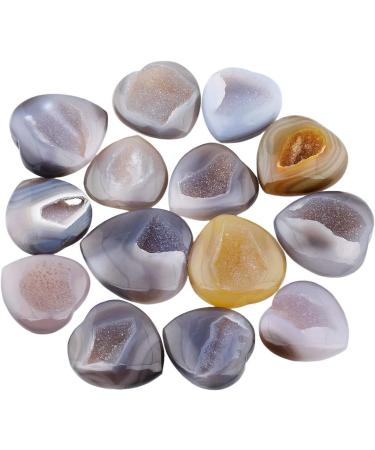 Nupuyai Agate Geode Heart Palm Worry Stone - Chakra Reiki Healing Crystal for Home Decoration - Natural Colour - 50mm - Buy Online on GoSupps.com