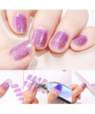 Buy 8 Sheets Semi Cured Nail Polish Stickers - Gradient Glitter & Solid Color Gel Wraps | Self-Adhesive Multicolored Nail Strips for Women & Girls | Perfect Manicure Decoration Supplies - Buy Online on GoSupps.com
