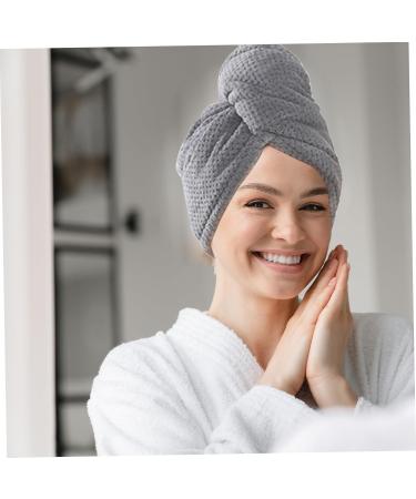 Soft Absorbent Hair Towel Wrap 3Pcs | Quick Dry Hair Turban with Cute Bear Button - 9.5x25 Inch - Buy Online on GoSupps.com