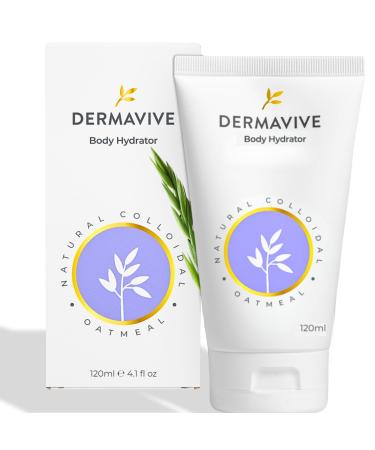 Dermavive Oatmeal Body Hydrator Colloidal Oatmeal Moisturizing Oil for Itchy Dry Flaky & Sensitive Skin Nourishing After-Shower Body Oil for Kids Teens & Adults 120ml (4.05 fl oz)
