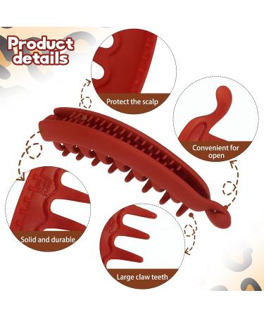 8-Pack 5.3 Large Banana Hair Clips for Women & Girls - Non-Slip Nonslip Clincher Combs - Strong Hold Ponytail Holder Clip - Matte Finish (Dark Red) - Buy Online on GoSupps.com