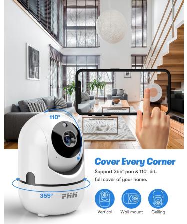 FHH 2K Security Camera for Home with Night Vision, Two-Way Audio & Motion Detection - Indoor WiFi Camera for Baby Monitor/Pet - Remote Control Phone APP - Buy Online on GoSupps.com