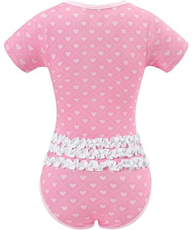 LittleForBig Cotton Romper Lace Pajamas Bodysuit - Blushing Baby Ruffle Butt Onesie Pink XS - Buy Online on GoSupps.com