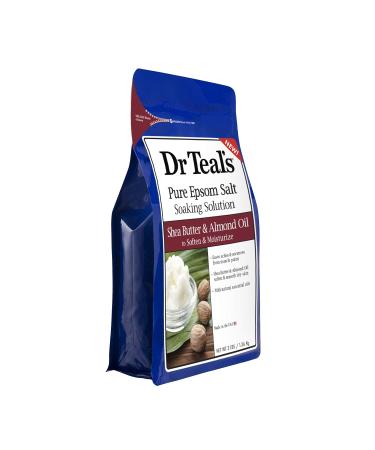 Dr. Teal's Epsom Salt Shea Butter Almond Oil Bath Soaking Solution - Pack of 2, 3 lb Bags - Soften Skin, Relieve Stress & Sore Muscles - Buy Online on GoSupps.com