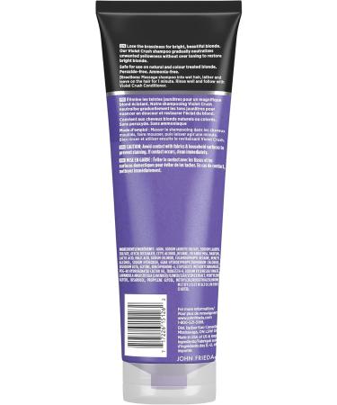 John Frieda Violet Crush for Blondes Brass Fighting Duo Shampoo + Conditioner Set with crushed violet pigments for Brass Toning of natural colour-treated and platinum blonde hair | Neutralizes Brassiness and Yellow tones | Cool tone blonde | Intense Purpl - Buy Online on GoSupps.com