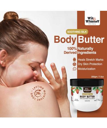 Wit & Whimsy Soothing Silk Body Butter Intense Moisturizer with Cocoa Butter & Caffeine | Ayurvedic Skin Care for All Skin Types 200GM (7.05Oz - Buy Online on GoSupps.com