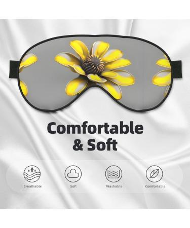 SSIMOO Yellow Gray Flower Soft Sleep Eye Mask | Breathable Female Eye Patch for Travel & Relaxation | Comfortable Black Design - Buy Online on GoSupps.com
