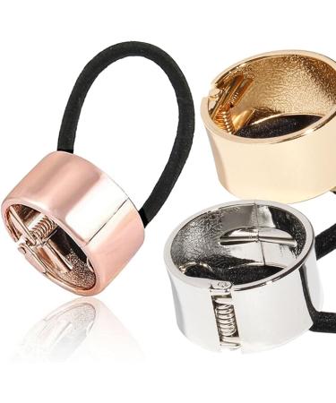 4-Piece Metal Hair Cuff Set - Stylish Ponytail Holders in Black Silver Gold & Rose Gold | Fashion Accessories for Women & Girls - Buy Online on GoSupps.com