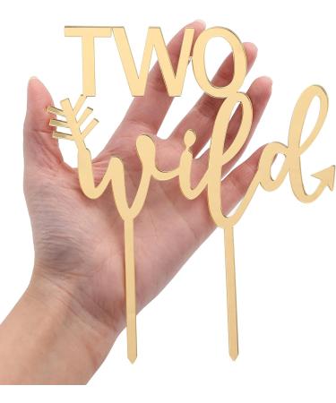 LOVENJOY Two Wild Cake Topper Gold Acrylic for Boy Girl 2nd Birthday Cake Decorations Gift Boxed - Buy Online on GoSupps.com
