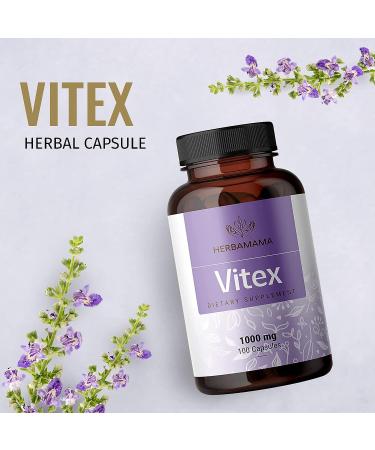 HERBAMAMA Organic Vitex Chasteberry Supplement for Women - Vegan 1000mg 100 Capsules - Buy Online on GoSupps.com