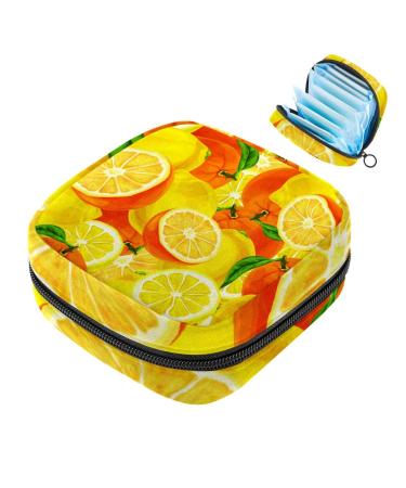 Storage bags for women's bandages art design yellow lemon orange portable menstrual insert panty liners tampons women's bandages storage holder for women school office