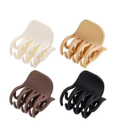 Toderoy 4 PCS Hair Clips for Thin Hair  Medium Size Non-slip Matte Octopus Claw Hair Clips for Women  Double Row Teeth Jaw Clips with Neutral Color