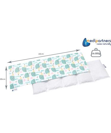 Medi Partners Cherry Core Pillow 60x20cm | 100% Cotton Eco-Friendly Heat & Cold Therapy | Removable Mint Hedgehog Cover | Large 5 Chambers Grain Pillow - Buy Online on GoSupps.com