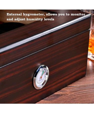 Cigar Humidor Case with Hygrometer Humidifier for 50 Cigars Handmade Cedar Wood Cigar Box Portable Travel Cigar Case for Men - Buy Online on GoSupps.com