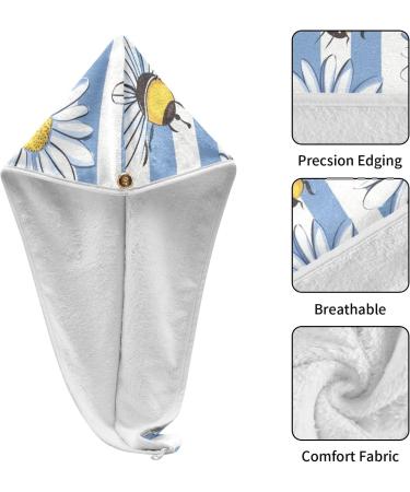 Super Absorbent Daisy Bees Hair Towel 2 Pack | Quick Dry Hair Turbans for Women & Girls - Buy Online on GoSupps.com