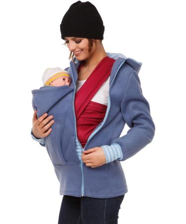 HAPPY MAMA Maternity Fleece Hoodie Duo Top Carrier Baby Holder 8-10 Blue - Buy Online on GoSupps.com