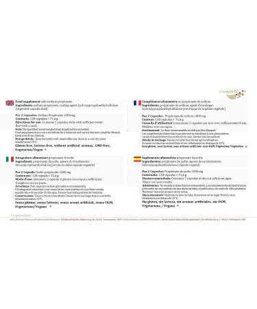 Pack of 3 Vita World Propionic Acid 500 mg High Purity Sodium Propionate 3 x 120 Vegan Capsules - Buy Online on GoSupps.com