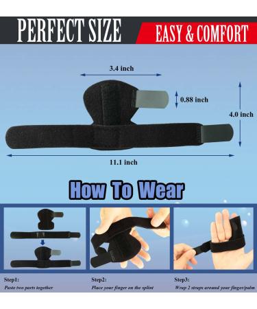 Kecartu 2 Pack Reversible Trigger Finger Splint Finger Support Stabilizer with Aluminium Bar Trigger Finger Brace Straightening Supports for Sprains Injuries Broken Finger Pain Relief (Black) - Buy Online on GoSupps.com