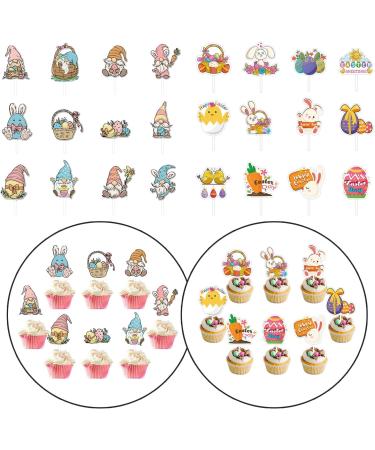 12Piece Easter Party Cake Decorations Easter Cupcake Toppers Festive Rabbit Gnomes Embellishments Dessert Decorations Decoration Set - Buy Online on GoSupps.com