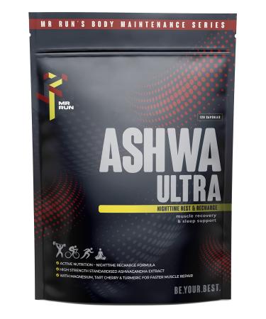 Ashwa Ultra Night - High Strength Ashwagandha with Magnesium Natural Melatonin Turmeric - Rest & Recharge Supplement for Muscle Gain Recovery & Sleep - 120 Vegan Capsules Made in UK