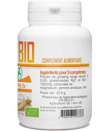 Organic Ginseng - 400 mg - 120 tablets - Buy Online on GoSupps.com