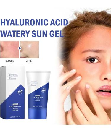 Sunscreen with Hyaluronic Acid SPF 50 Aqueous Solar Hyaluronic Acid Gel for Face Moisturizing Sunscreen Long Lasting Moisturizing Sweatproof for All Skin Types - Buy Online on GoSupps.com