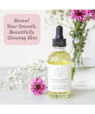 Lizush Lavender Body Oil - 2 oz Natural Vegan Non-GMO Moisturizing Bath Oil for Silky Skin with Premium Essential Oils - Handmade in the USA Lavender Oil - Buy Online on GoSupps.com