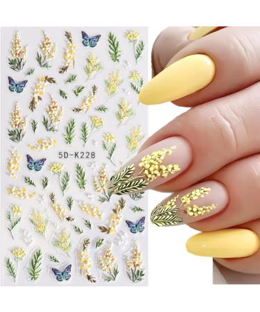 5D Embossed Flower Nail Art Stickers - Spring/Summer Butterfly Daisy Design for Women and Girls - Buy Online on GoSupps.com