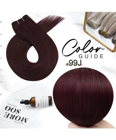 Moresoo 100g Wine Red Human Hair Weft Extensions 14 Inch #99J - Pack of 1 | Real Human Hair Weft - Buy Online on GoSupps.com