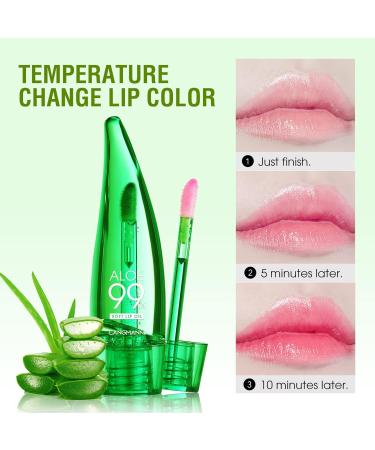 3PCS Mrettick Aloe Vera Lip Gloss Set - Long Lasting Nutritious Lip Balm for Lip Treatment - Moisturizing Lip Oil for Dry Lips - Color Changing Tinted Lipstick Balm - Buy Online on GoSupps.com