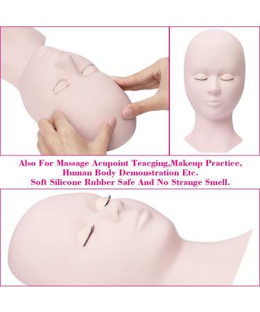 Men's Makeup Mannequin Head with 4 Pairs Eyelids | Soft Silicone Eyelash Extension Exercise Model for Beginners - e-MTT-White - Buy Online on GoSupps.com