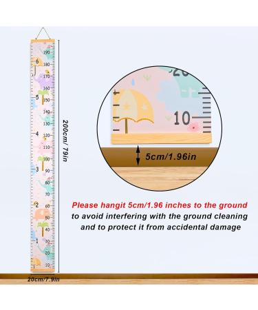 MHJY Kids Growth Chart - Wooden Ruler Height Measure Wall Chart 7.9'' x 79'' Canvas Hanging Decor for Baby Girls Boys - Nursery & Toddler Bedroom Decoration with Happy Elephant Design - Buy Online on GoSupps.com