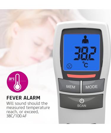 Salter TE-250-EU No Touch Infrared Thermometer - Forehead & Object Mode, Night Mode, Fever Alarm - 30 Memory Recall - Backlit Display - Instant & Accurate - for Babies/Adults - Buy Online on GoSupps.com