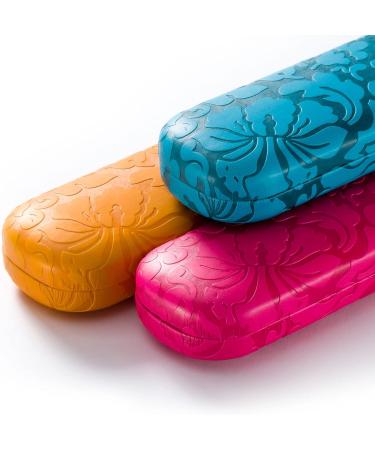 FEFI Turquoise Floral Relief Embossed Hardcase Glasses Case - Sturdy & Stylish | International Shipping Available - Buy Online on GoSupps.com