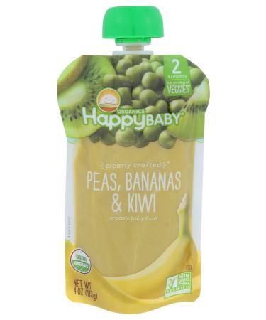 Happy Family Organics Happy Baby Organic Baby Food Stage 2 6+ Months Peas Bananas & Kiwi  4 oz (113 g)