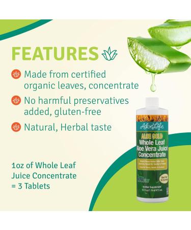 Aloe Life - Whole Leaf Aloe Vera Juice Certified Organic with Trace Minerals Gluten-Free (Aloe Gold 16 oz) - Buy Online on GoSupps.com