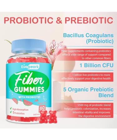 2 Packs - Fiber Gummies for Adults Sugar Free Probiotics & Prebiotic Fiber Gummies with Inulin Fos & Chicory Root - for Regularity Digestion & Gut Health - Vegan Gluten Free 120 Counts - Buy Online on GoSupps.com