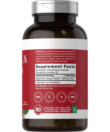 Horbaach Apple Cider Vinegar Capsules | 1800mg | 180 Count | Non-GMO Gluten-Free Supplement | by Berkshire Labs - Buy Online on GoSupps.com