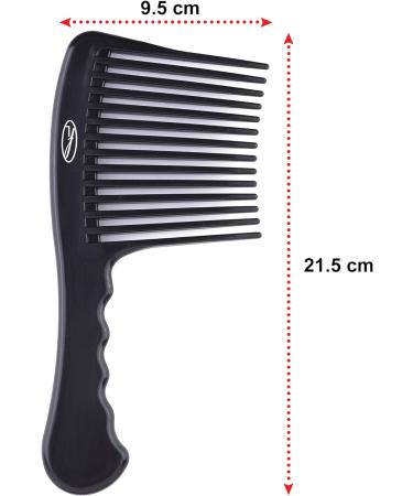 Fine Lines Wide-Tooth Rake Comb for Afro, Wet, and Curly Hair - Detangling and Shower Comb - Black Antistatic Plastic - Buy Online on GoSupps.com
