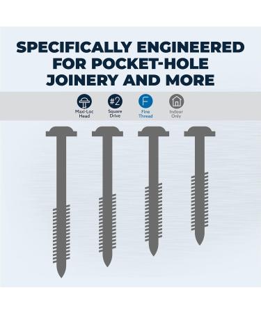 Kreg SML-F125-100 Zinc Pocket-Hole Screws 1 1/4 Inch 7 Fine Thread Maxi-Loc Head (100 Count) - Best Quality Screws for Woodworking Projects - Buy Online on GoSupps.com