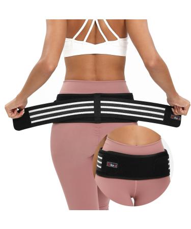Sacroiliac SI Joint Hip Belt for Women Men-Alleviate Sciatica|Pelvic|Back|Lower Back Support Pelvic Support Belt Adjustable Sciatica Lumbar Pain Relief Trochanter Belt(Black M Hip Size 32‘’-47‘’) Medium Black